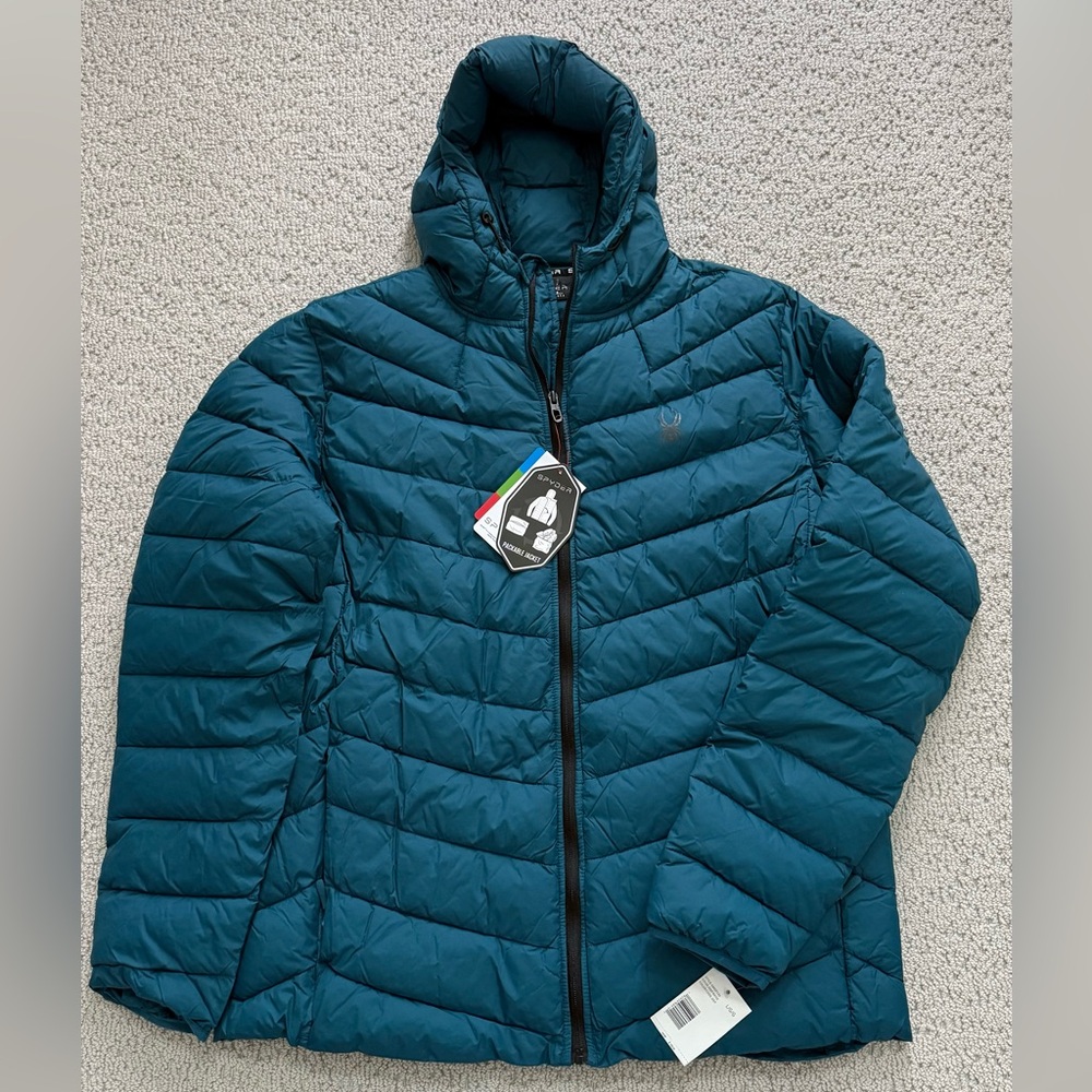 Spyder Men’s Blue Hooded Puffer Jacket - NWT size L